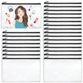 AMDAILY 24Pcs Sublimation Blank Canvas Makeup Bags, Bulk Blank Cosmetic Bag - color: White, size: 8 x 5.12Inch
