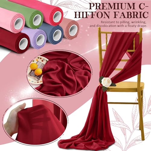 Horbaunal Burgundy Chiffon Fabric by The Yard, 1 Yard Precut Sheer Fabric - color: Burgundy, size: 1 Yard