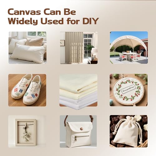 Canvas Fabric, Premium 10oz White Cotton Duck Canvas Fabric 62'' Wide for Arts & Crafts, Backings, Covers,5Yd (60 x 180 inchs) - color: White, size: 5Yd (60 x 180 inchs)