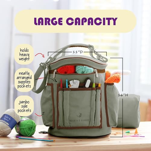 Crochet Kit for Beginners Adults and Kids - Beginner Crochet Kit for Adults with Step-by-Step Video Tutorials, Amigurumi and Crocheting Kit, Crochet Starter Kit with Soft Crochet Yarn and Crochet Bag - color: Sage Green, style: Crochet Kit + Bag