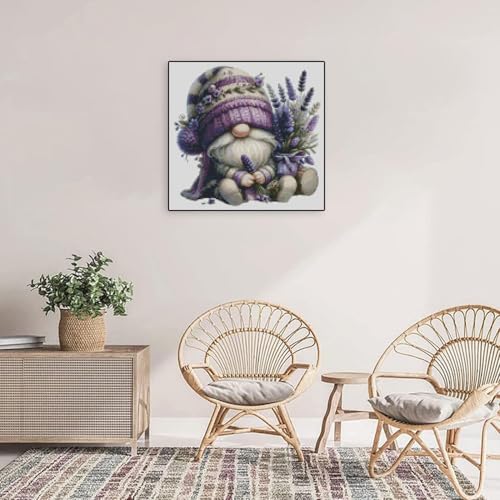 Gnome Stamped Cross Stitch Kits Flower Gnome Cross Stitch Patterns,Dimensions Cross Stitch Kits Embroidery Kit Arts and Crafts for Beginners 13.7x13.7 inch - color: D031