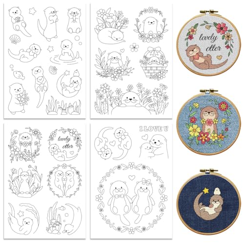 Peacoblue River Animals Stick and Stitch Embroidery Patterns, Water Soluble - color: River Animals