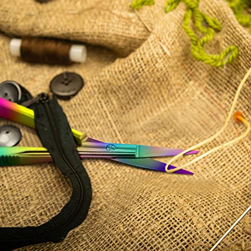 2 Pcs 4.7 Inch Eyebrow Embroidery Sewing Snips Scissors, Dazzling Color - color: Dazzling Color