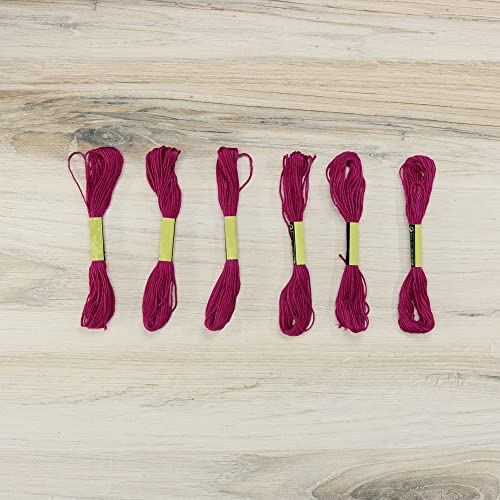 Embroidery Floss Pack – 6 Skeins, 8.7 Yards Each – Wine Red Embroidery Floss for Needlework, DIY Bracelets, Crafting, Weaving - color: Wine Red