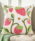 Embroidered Throw Pillow Cover 18x18 Inch, Branch Strawberry - color: Branch-strawberry, size: 18" x 18" (Pack of 1)