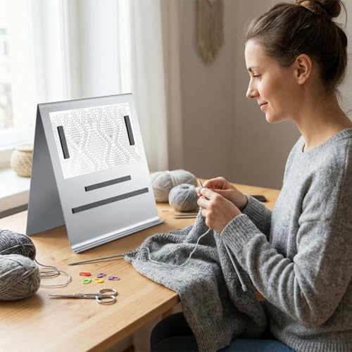 Flutesan Magnetic Cross Stitch Pattern Holder 12 x 10 Inch Large Cross Stitch Supplies and Accessories Knitting Chart Keeper with 4 Replacement Magnets for Crochet Display(Corner Type) - style: Corner Type