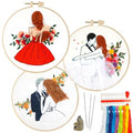 LX LERMX Embroidery Kits for Beginners, Adult Starter Cross Stitch Kit Needlepoint Complete DIY Kit with Unique Patterns, Hoop, Colorful Threads, Tools, Step by Step Instructions & Video Tutorial - color: Pattern 5 - 3PCS