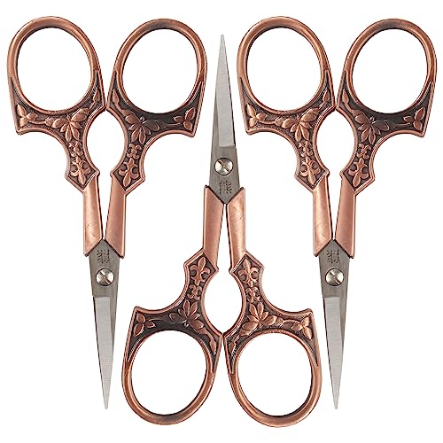 JubileeYarn Antique Style Heirloom Embroidery Craft Scissors - Copper - 3 Scissors - color: Antique Heirloom - Copper, size: 3 Scissors