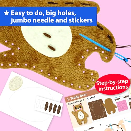 KRAFUN Woodland Animal Sewing Kit for Kids Ages 6+ | 8 Dolls - color: Woodland Animal