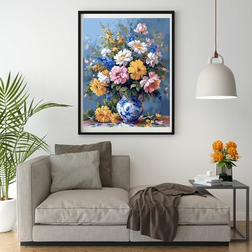 Moohue 14ct Counted Stamped Cross Stitch Kits for Adults Elegant Flowers Printed Cross Stitch Patterns Art Crafts Cross Stitch Supplies (Flowers 2) - color: Flowers 2