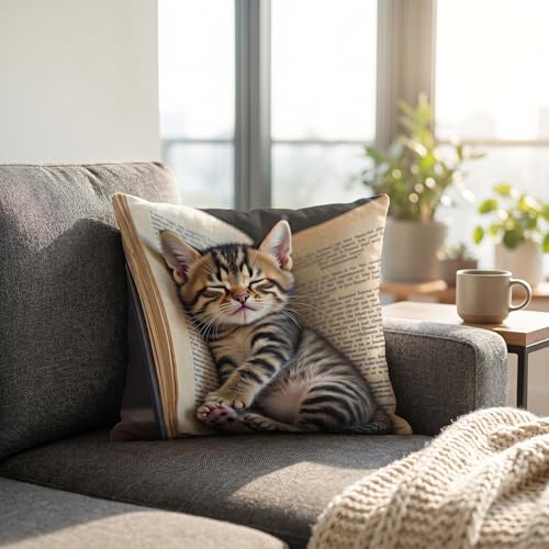 18x18 Cute Cat Linen Square Couch Living Room Animal Pillow Cover - color: Pa10007, size: 18" x 18" (Pack of 1)