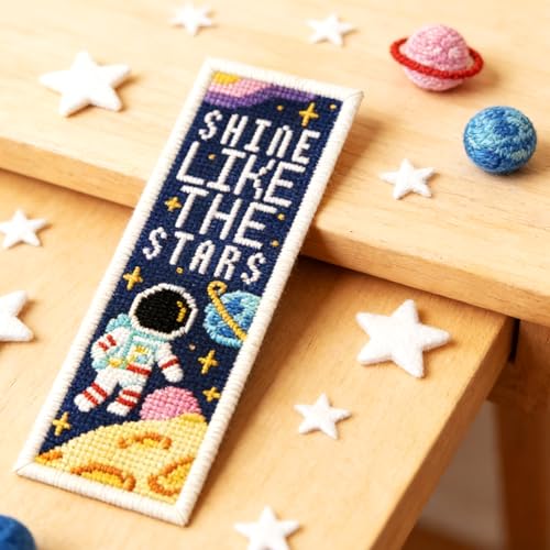 ORIGACH 6 Set Cosmic Space & Quotes Cross Stitch Bookmark Kit - style: Cosmic Space & Inspirational Quotes
