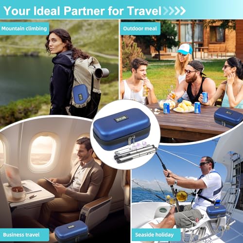 Gosemai Insulin Cooler Travel Case TSA Approved 2*180g IcePack Temp Display - color: Blue
