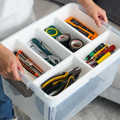 Citylife 32QT 4Packs Clear Craft Organizers and Storage Box with Tray - size: 32 Qt- 4 Pack