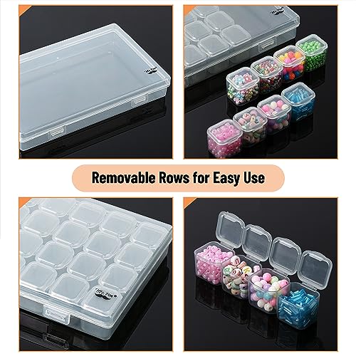 Mr. Pen- Bead Storage Containers, 28 Grids, 2 Pack, Grey - color: Clear Grey, size: 2 Pack-56 Pcs(6.8"x4.4"x1")