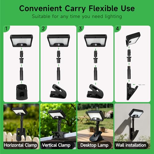 Clip On Solar Motion Lights Outdoor, 600LM, 1 Pack, Black - color: Clip-On, size: 1-Pcs