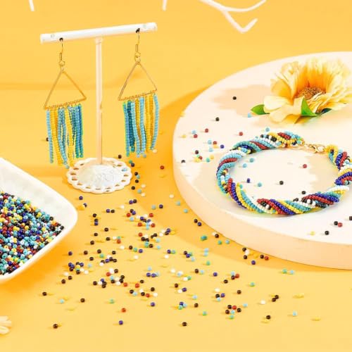 PH PandaHall 6000 Pcs 11/0 Glass Seed Beads, 2mm Seed Beads Mixed Colors Round Waist Bead Mini Spacer Bead for Earring Choker Bracelet Neckalce Waist Chain Jewelry DIY Crafts Making - color: Mixed Colors-6000 Pcs