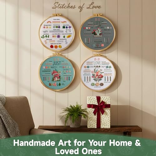 Bofoho 4 Pack Starter Embroidery Kit for Beginners with Simple Patterns - color: 4 Pack
