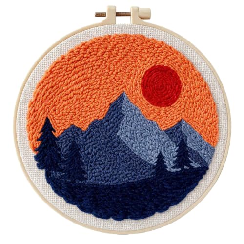 Punch Needle Kit Beginners Sunset Landscape Embroidery Kit DIY Craft Lovers - color: Sunset
