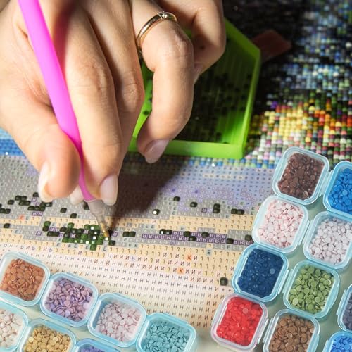 Mr. Pen- Bead Storage Containers, 28 Grids, 2 Pack, Transparent Blue - color: Transparent Blue, size: 2 Pack-56 Pcs(6.8"x4.4"x1")