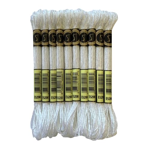 8 Meters 12 Strands Metallic Embroidery Floss Cross Stitch Needlework Thread, Metallic White, 10 Skeins - color: Metallic White