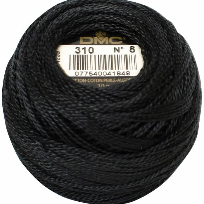 3 Counts DMC 116/8 Pearl Cotton Thread Balls (Black,White,Cream) - Black(310) Bundle with DMC Pearl Cotton Ball White (Blanc) and Cream (712), Size 8, Length 87 Yards, Inceler Supplies