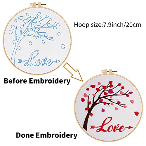 Louise Maelys Love Heart Tree Embroidery Kit for Adults, Romantic DIY Craft - color: kit-5