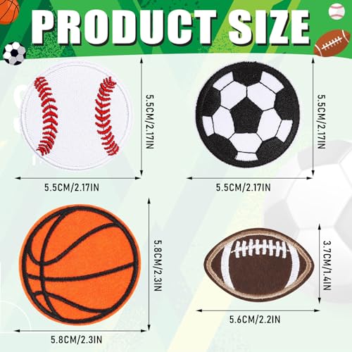 AUGSUN 36pcs Ball Sports Iron on Patches Boys Embroidered Sew Applique - style: Ball Sports