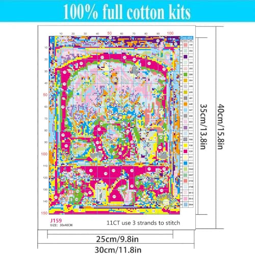 WUSARPLY Rustic Flowers Stamped Cross Stitch Kits for Beginners Adults - color: J159