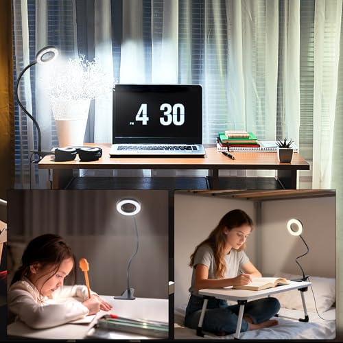Woputne Desk Lamp Clip on Light for Bed Book Reading (Black) - size: Black-1 Piece-Standard-Classic