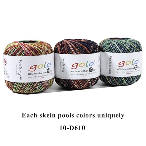 golo Crochet Thread Size10 Space-Dyed Yarn for Hand Knitting D610 - color: D610
