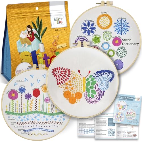 Butterfly Embroidery Kit for Beginners - Stamped Cross Stitch, Adults - color: Stitch Dictionary Butterfly