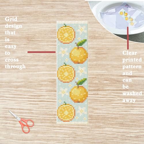 FREEBLOSS 6 Set Cross Stitch Bookmark Kit Stamped Cross Stitch Kit - style: Fruit