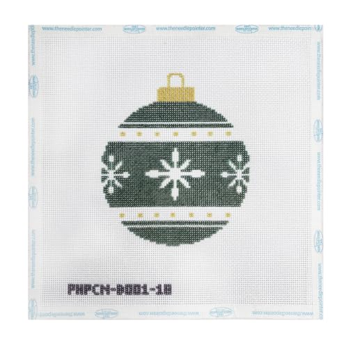 Howie's Needlepoint Bauble Needlepoint Kits for Adults & Beginners, 18 Mesh Printed Needlepoint Canvas, Stamped Patterns Canvas Starter Kits(Green Bauble,4"x 4") - color: Green Bauble