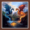 Dimensean Counted Cross Stitch Kit for Beginners, 11CT Unprinted Cross-Stitch Kit Easy Patterns Needlepoint Kit Cross Stitching Embroidery Kit Supplies-Water Fire Dragon 18x18 inch - color: ColornNEW02