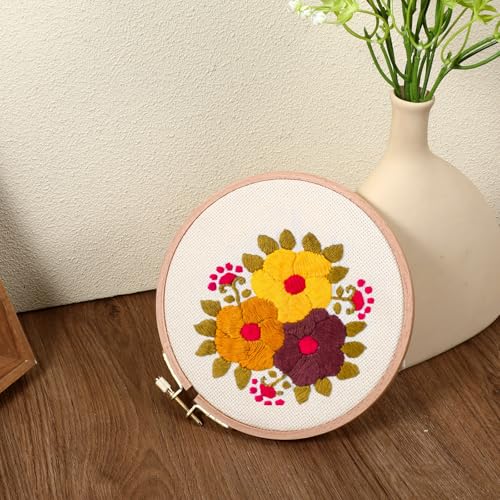 2 Pack 5 Inch Wood Embroidery Hoop, Cross Stitch Hoops Ring, Wooden Embroidery Hoops, Cross Stitch Supplies Beech Wooden Embroidery Frames for Art Craft Sewing, DIY Decoration