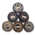 6 Balls Premium Pearl Cotton Embroidery Thread Size 8 | 100% Egyptian Cotton Crochet Yarn | Cross Stitch Embroidery Yarn | Oeko TEX Certified | 10 Grams per Ball (Grey Tones) - color: Grey Tones