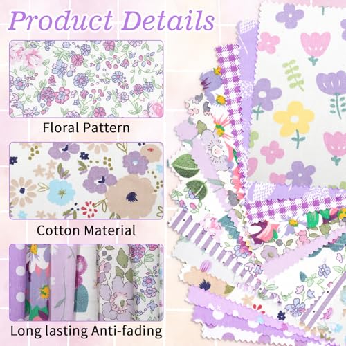 42Pcs Brown Charm Packs for Quilting Fabric Squares 5 x 5Inch, Purple - color: Purple