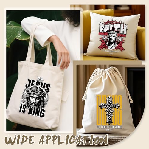 Dazoratix Jesus Christian Iron on Transfers - 20 Sheets Bible Verse DTF Ready to Press Heat Patches Religious Faith Quotes Vinyl Stickers Decals for T Shirts Clothes Pillow Bag DIY Crafts Decorations - style: Jesus Christian