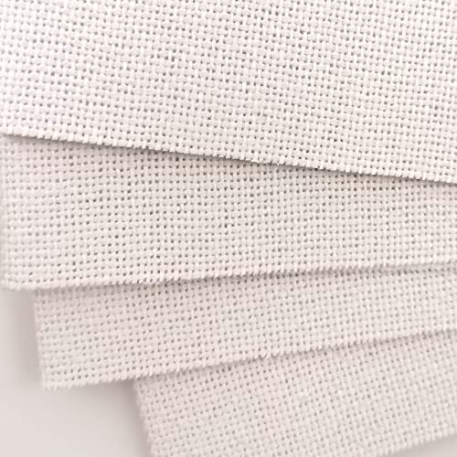 KCS 4 pc of 12" x 18" 30cmx45cm high Count Counted Cotton Aida Cloth Cross Stitch Fabric (28CT,White) - color: White, size: 28CT