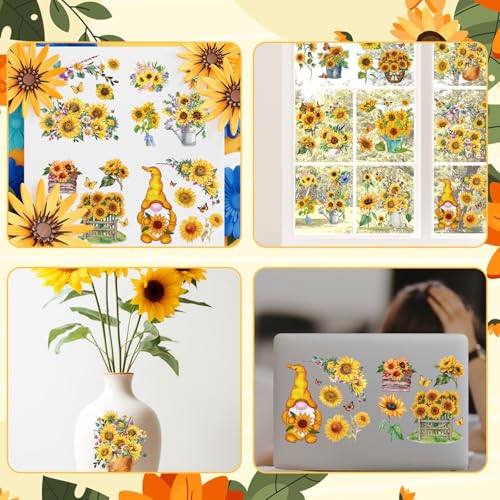 Wxiben 12 Pcs Sunflower Gnome Rub on Transfers for Crafts and Furniture - style: Sunflower