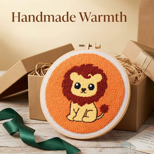 Harimau Punch Needle Kit Twelve Zodiac Signs Pattern,1Pc Embroidery Hoop, Essential Punch Needle Supplies,Ideal Punch Art for Beginners,DIY Adults Embroidery, Video Teaching - color: 65279