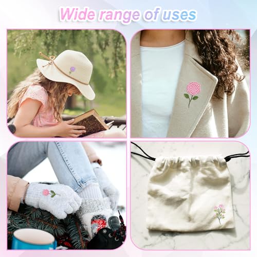 Grevosea 92 Pcs Water Soluble Embroidery Patterns, Stick and Stitch Embroidery Designs Water Soluble Stabilizer with Pre-Printed Flowers and Leaves for Beginner Embroidery Hand Sewing