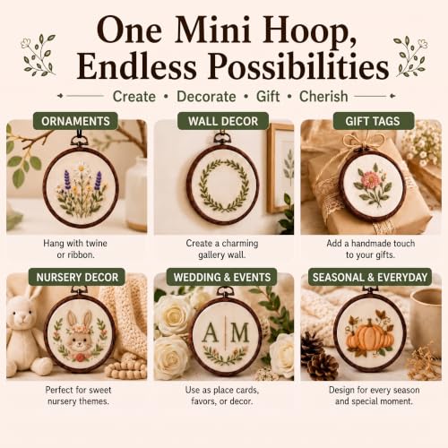 TSV 3in Small Round Embroidery Hoop 10 Pack-Mini Ring for Ornaments & Gifts