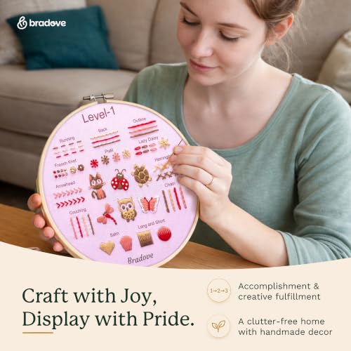 Bradove Beginner Embroidery Kit for Adults and Kids - color: Stitches Practice-C