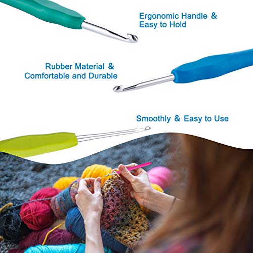 Vodiye 12 Sizes Ergonomic Crochet Hooks Set, Soft Grip, 2.0-8.0mm - size: 12 Size(2.0-8.0mm)