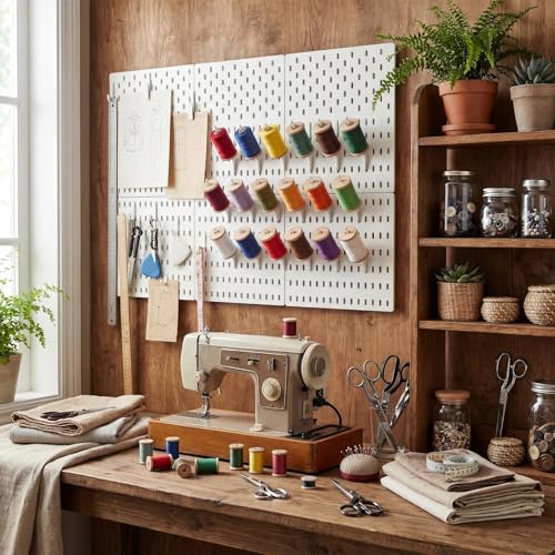 Geelin 20 Pcs White Pegboard 45° Spool Hooks Pegboard Accessories - color: White