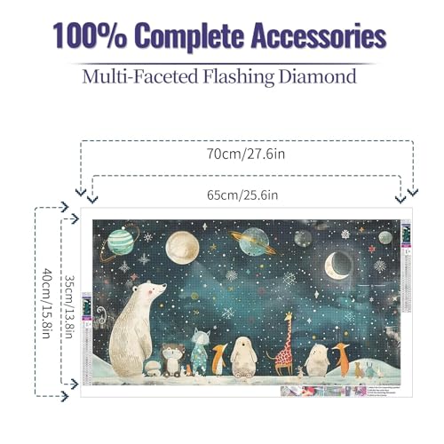 JATOK Diamond Painting Kit for Adults, Animals Starry Sky, 27.5 x 15.7 in - color: Maroon