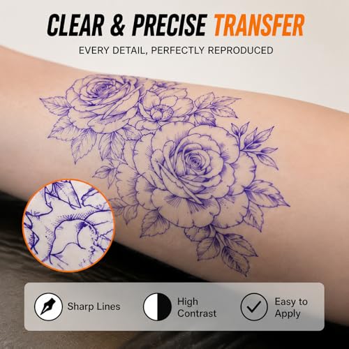 Rayyl Tattoo Transfer Paper 100 Sheets - Stencil Paper 4-Layer 8.5" x 11" Professional Thermal Transfer Paper for Tattoo Stencil Printer and Freehand Tracing Stencil Lines for Tattoo Supplies - size: 100 Sheets