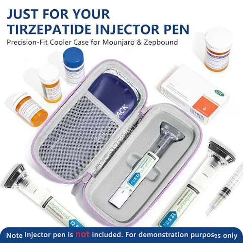 Medineed Custom-Fit Travel Case for 2 Zepbound Pen, TSA Approved - color: Purple-Small